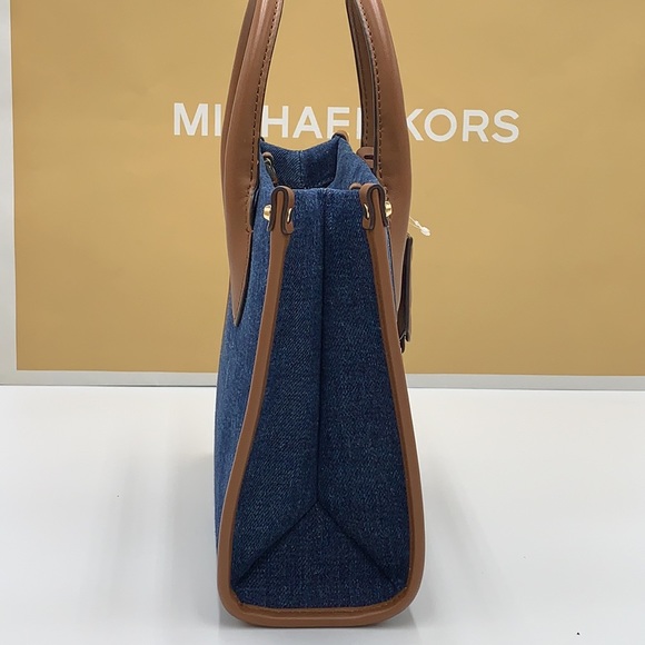 MICHAEL KORS MIRELLA SMALL SHOPPER TOP ZIP XBODY INDIGO COLOR - Picture 7 of 16